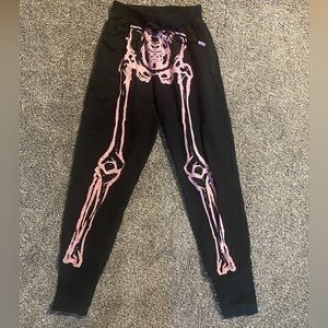 Killstar x Avril Lavigne pink skeleton joggers